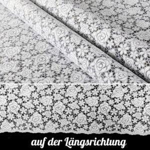 Tischdecke abwaschbar Lace Vinyl Häkel Spitze Optik Rosen Anthrazit Rosen Weiß