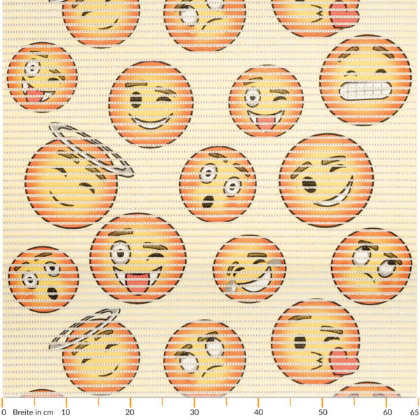 Badematte Weichschaummatte Smiley Emoji Gelb Breite 65cm Badvorleger Meterware