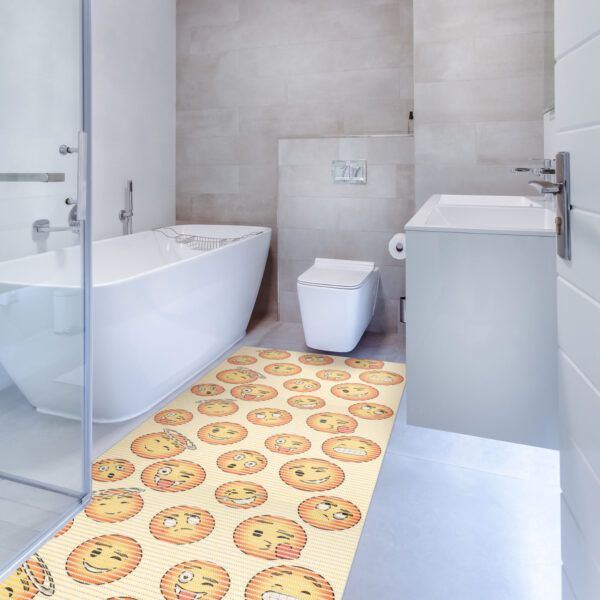 Badematte Weichschaummatte Smiley Emoji Gelb Breite 65cm Badvorleger Meterware