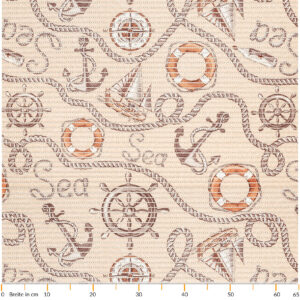 Badematte Weichschaummatte Badvorleger Schaummatte Kompas Seefahrt Beige Breite 65cm