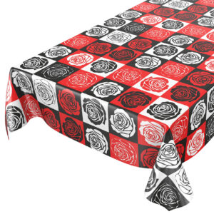Wachstischdecke abwaschbar Rosen PopArt Retro Style Rot Schwarz Weiß Wachstuch Wachstuchtischdecke
