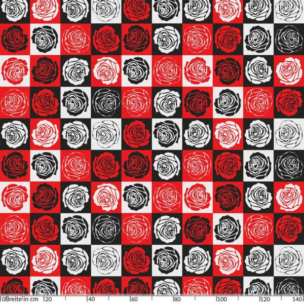 Wachstischdecke abwaschbar Rosen PopArt Retro Style Rot Schwarz Weiß Wachstuch Wachstuchtischdecke