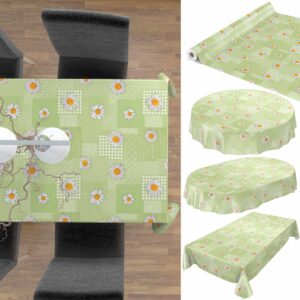 Wachstuch Tischdecke Patchwork Kamille Blumen Grün Tischdecke abwaschbar Wachstischdecke Gartentischdecke