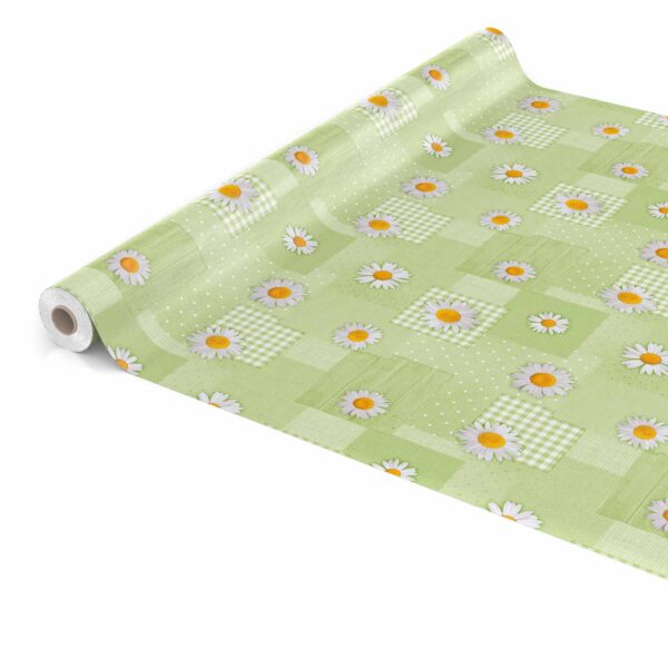 Wachstuch Tischdecke Patchwork Kamille Blumen Grün Tischdecke abwaschbar Wachstischdecke Gartentischdecke