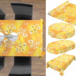 Wachstuchtischdecke Outdoor Tischdecke abwaschbar Gelbe Kamille Blumen Gartentischdecke