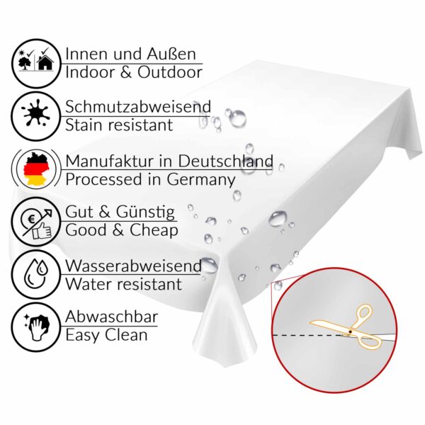 Wachstuch Tischdecke abwaschbar Wachstischdecke Weiß Uni Matt