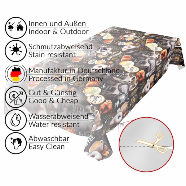 Wachstuch Tischdecke abwaschbar Wachstischdecke Coffee Kaffee Croissant