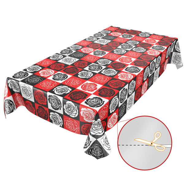 Wachstischdecke abwaschbar Rosen PopArt Retro Style Rot Schwarz Weiß Wachstuch Wachstuchtischdecke