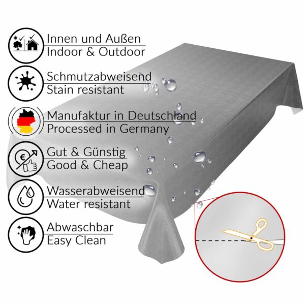 Tischdecke Leinenoptik in Anthrazit abwischbar Wachstuch Wachstuchtischdecke