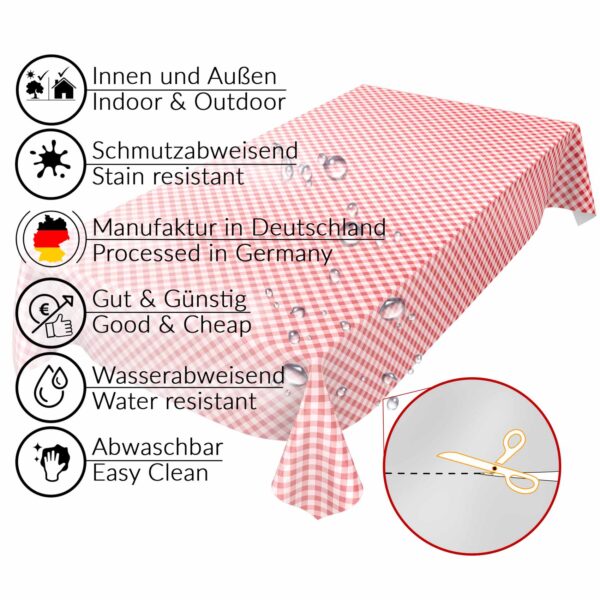 Tischdecke Karo Klassik Rot abwaschbar Wachstuch Wachstuchtischdecke