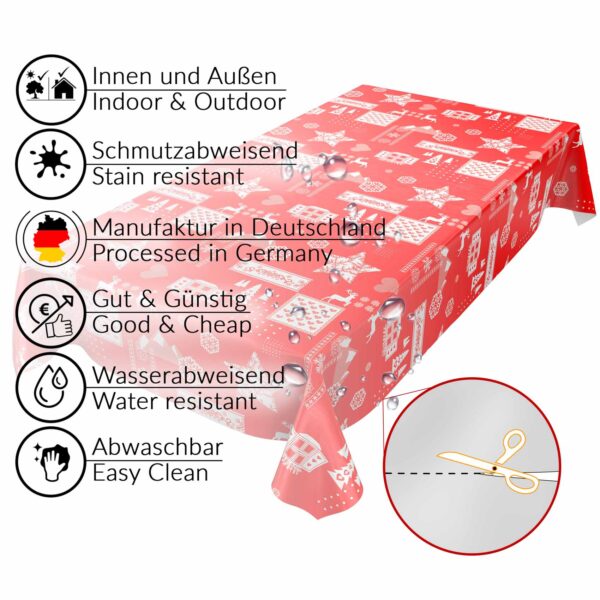 Weihnachtestischdecke abwaschbare Weihnachtsstimmung Rot Wachstuch Wachstuchtischdecke