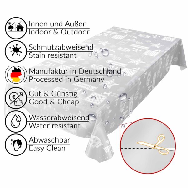 Weihnachtstischdecke Weihnachtsstimmung Silber abwischbar Wachstuch Wachstuchtischdecke