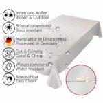abwaschbare Tischdecke Uni Leinenoptik Creme mit Punkte kleine Dots Tupfen Wachstuch Wachstuchtischdecke