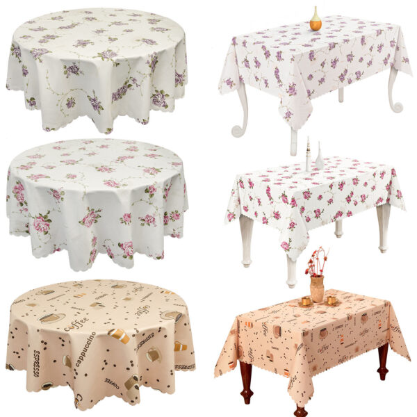Tischdecke abwaschbar Tischtuch Tafeldecke mit Muster Blumen oder Kaffee Polyester viele Größen