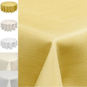 Tischdecke abwaschbar Tischwäsche Leinenoptik in 3 Farben mit Bogenrand Gartentischdecke Polyester