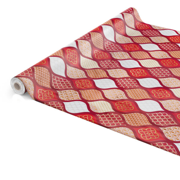 abwaschbare Tischdecke Gold Rot Weiss Crochet Tropfen Wachstuch Wachstuchtischdecke