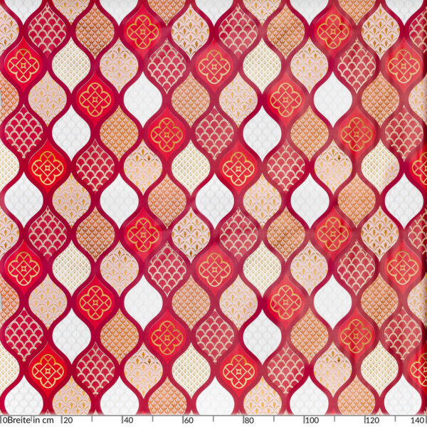 abwaschbare Tischdecke Gold Rot Weiss Crochet Tropfen Wachstuch Wachstuchtischdecke