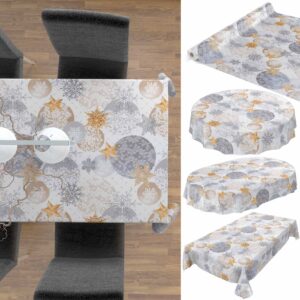 Tischdecke Weihnachten Schneeflocken Silvester Sterne abwischbar Wachstuch Wachstuchtischdecke