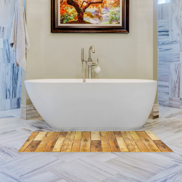 Badematte Badeteppich beige Natur Holz Breite 65cm Weichschaummatte von der Rolle Badvorleger