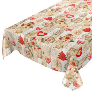 abwaschbare Tischdecke Weihnachten Herz Stern Tanne Rot Wachstuch Wachstuchtischdecke