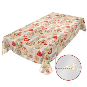 abwaschbare Tischdecke Weihnachten Herz Stern Tanne Rot Wachstuch Wachstuchtischdecke
