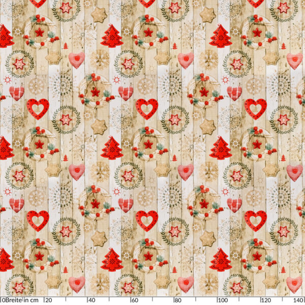 abwaschbare Tischdecke Weihnachten Herz Stern Tanne Rot Wachstuch Wachstuchtischdecke