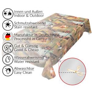 Tischdecke Jagt Wild Jäger Motiv Holz Fotoprint abwaschbar Wachstuch Wachstuchtischdecke