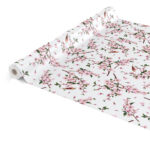 Tischdecke Sakura mit Vogel Weiß abwaschbar Wachstuch Wachstuchtischdecke