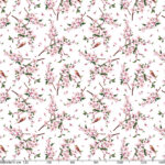 Tischdecke Sakura mit Vogel Weiß abwaschbar Wachstuch Wachstuchtischdecke