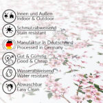 Tischdecke Sakura mit Vogel Weiß abwaschbar Wachstuch Wachstuchtischdecke