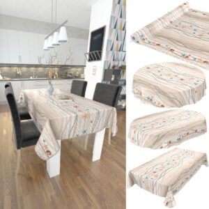 Tischdecke Seestern Fischnetz Sand Strand Beige abwischbar Wachstuch Wachstuchtischdecke