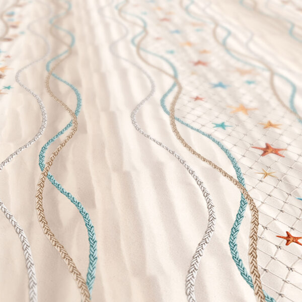Tischdecke Seestern Fischnetz Sand Strand Beige abwischbar Wachstuch Wachstuchtischdecke