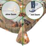 Tischdecke Jagt Wild Jäger Motiv Holz Fotoprint abwaschbar Wachstuch Wachstuchtischdecke