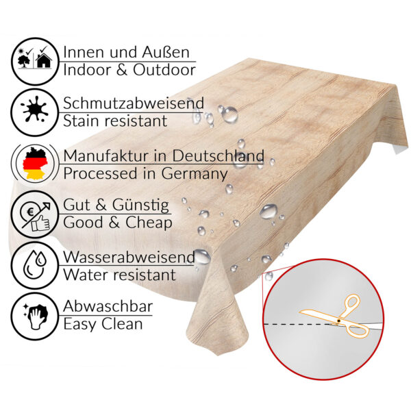 Wachstuch Tischdecke abwaschbar Gartentischdecke Wachstischdecke Holzoptik Beige