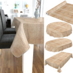 Wachstuch Tischdecke abwaschbar Gartentischdecke Wachstischdecke Holzoptik Beige