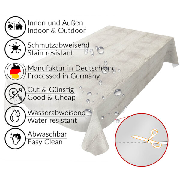 Tischdecke Holzoptik Grau Beige abwischbar Wachstuch Wachstuchtischdecke