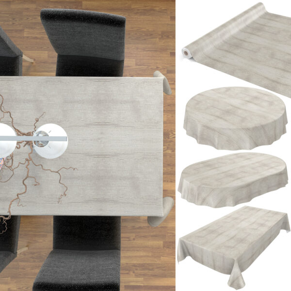 Tischdecke Holzoptik Grau Beige abwischbar Wachstuch Wachstuchtischdecke