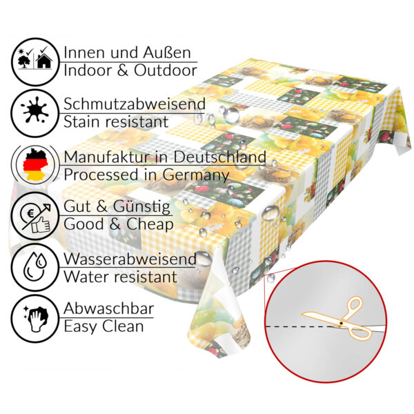 Wachstuch Tischdecke abwaschbar Karo Ostern Eier Küken Fotoprint