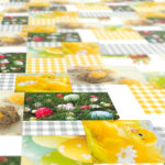Wachstuch Tischdecke abwaschbar Karo Ostern Eier Küken Fotoprint