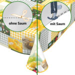 Wachstuch Tischdecke abwaschbar Karo Ostern Eier Küken Fotoprint