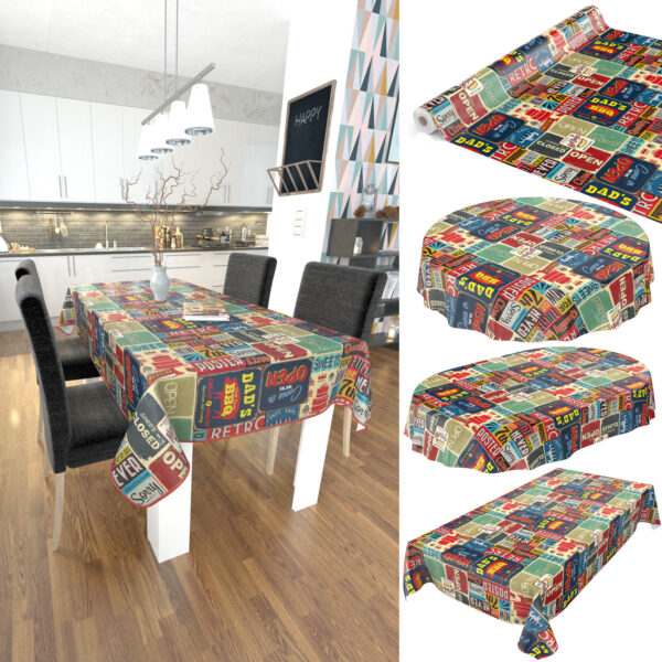 Wachstuch Tischdecke Retro Cafe USA America Style Bunt abwaschbar Tischdecke Outdoor Gartentischdecke Wachstischdecke