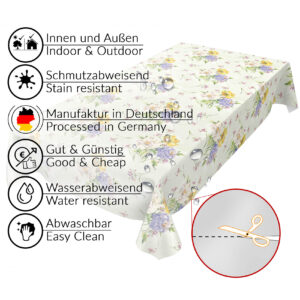 Tischdecke Blumen Straus Grün abwischbar Wachstuch Wachstuchtischdecke