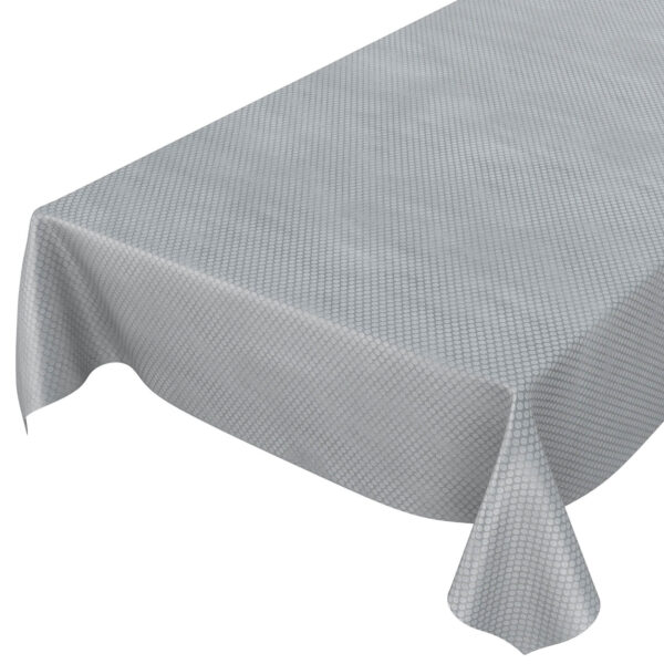 Tischdecke Punkte Relief Textiloptik Silber abwischbar Wachstuch Wachstuchtischdecke