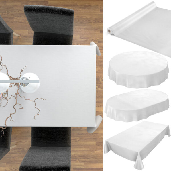 Tischdecke edle Streifen Relief Weiß abwaschbar Wachstuch Wachstuchtischdecke
