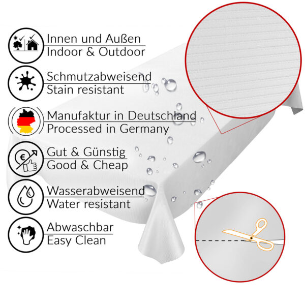 Tischdecke edle Streifen Relief Weiß abwaschbar Wachstuch Wachstuchtischdecke