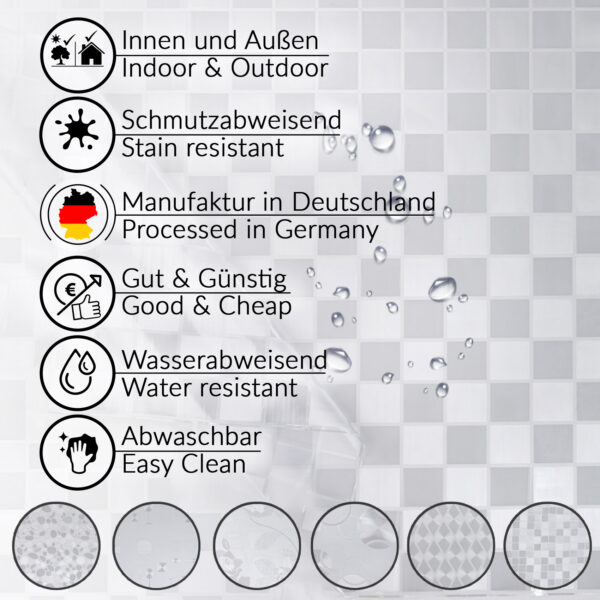 Durchsichtige Tischdecke Karo Groß 0,2 mm Halb-Transparent Glasklar, transparent
