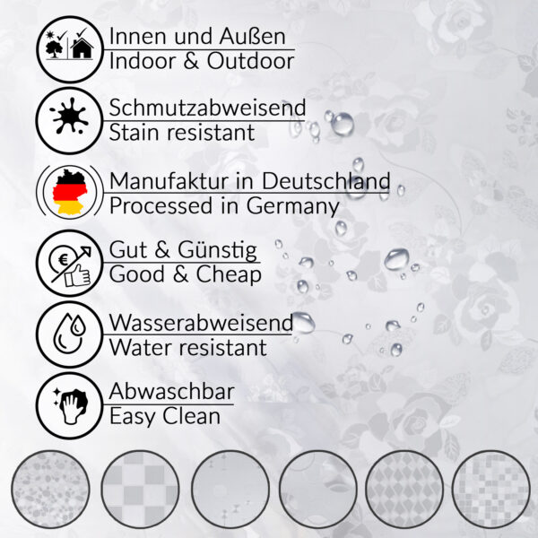 Durchsichtige Tischdecke Blumen 0,2 mm Halb-Transparent Glasklar, transparent