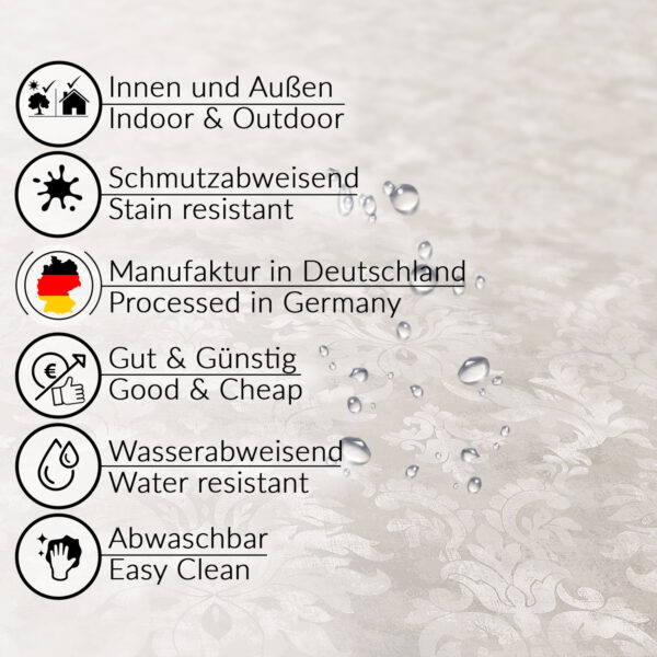 Tischdecke Barock Rankenmuster Beige abwaschbar Wachstuch Wachstuchtischdecke