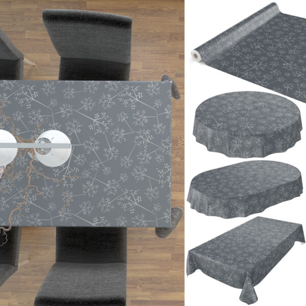 Wachstuch Tischdecke abwaschbar Wachstischdecke Outdoor Tischdecke Gartentischdecke Pusteblume Edel Anthrazit