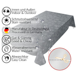 Wachstuch Tischdecke abwaschbar Wachstischdecke Outdoor Tischdecke Gartentischdecke Pusteblume Edel Anthrazit